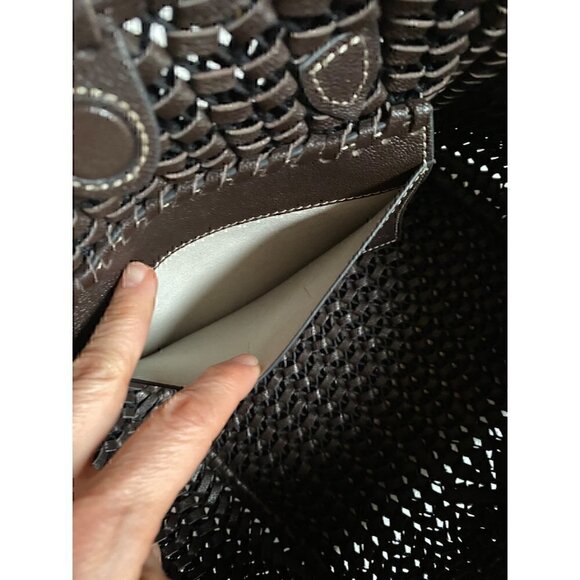 Anya Hindmarch Neeson Small Square Tote Handbag Bag brown capra leather woven - Picture 11 of 14